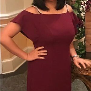 Maroon MSK Rhinestone Strap Dress